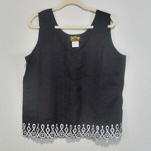 Bob Mackie Wearable Art Size XL Linen Blend Tank Black